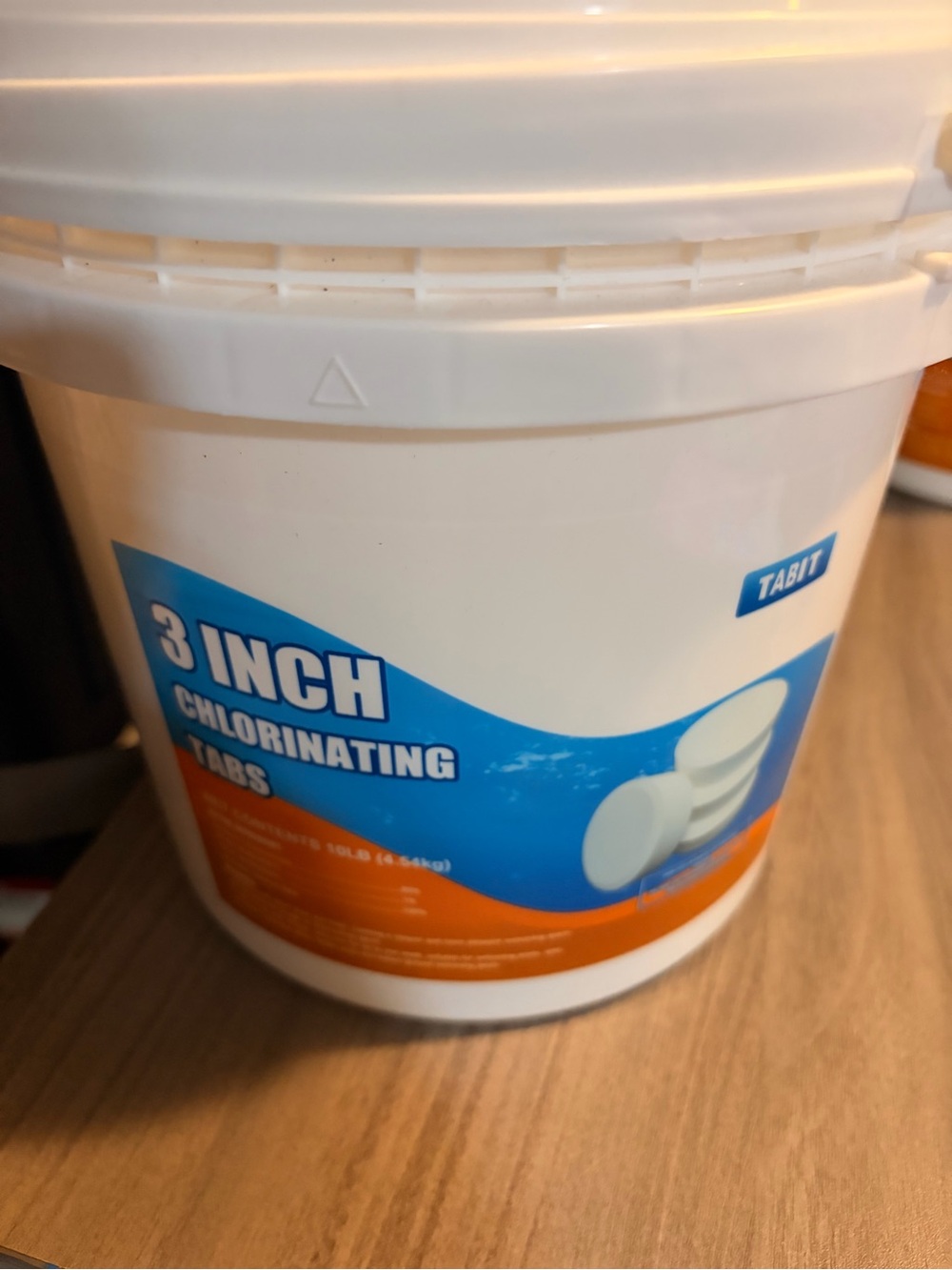 3 Inch Chlorinating Tabs Pail - White with Blue Accent
